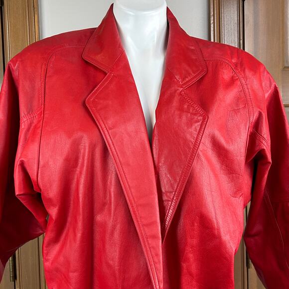 Vintage Toffs Red Leather Jacket 1980s Size small - Picture 2 of 9